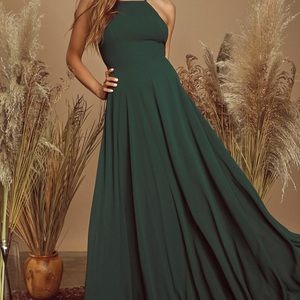 Dark Green Lulu’s Maxi Dress - XS